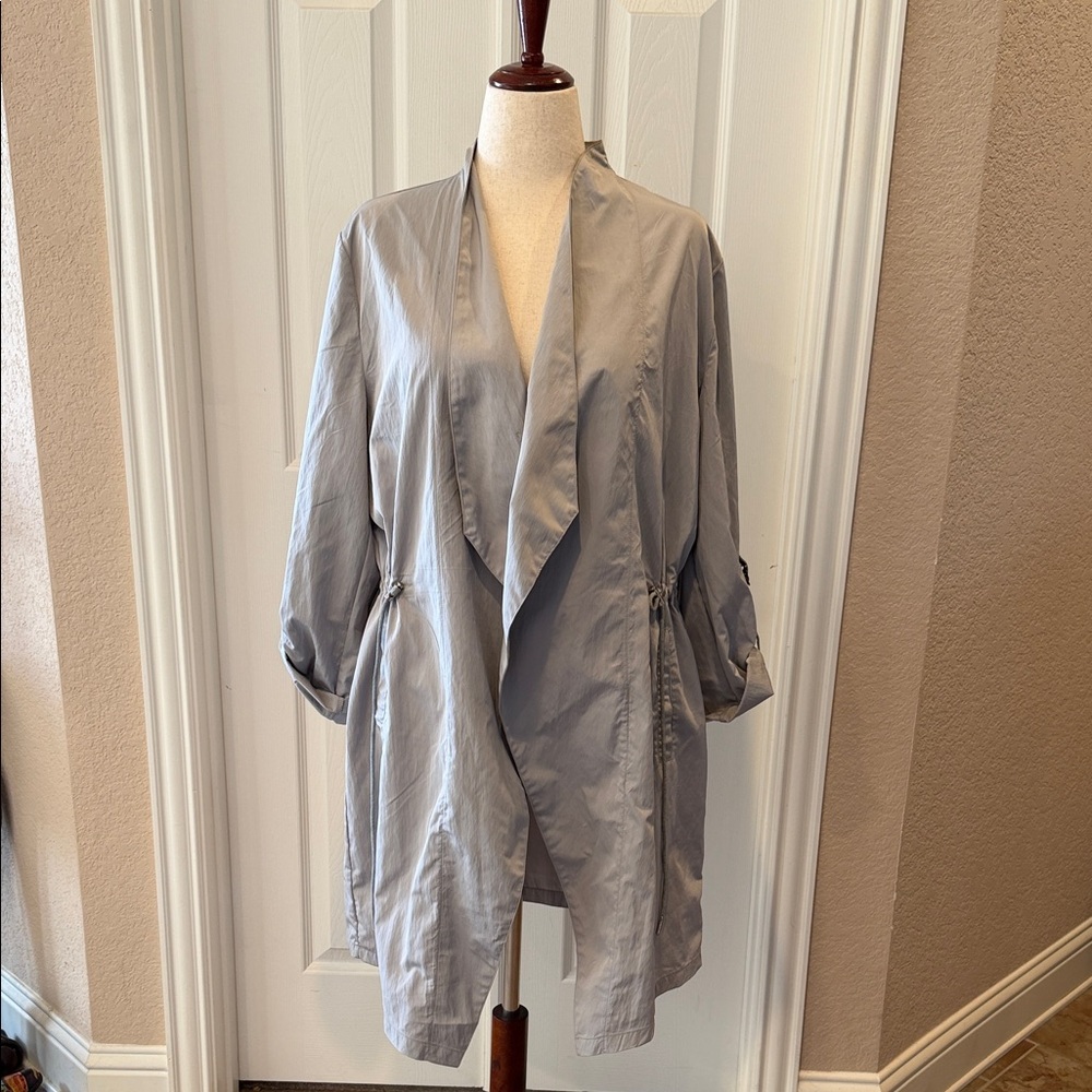 SHAN Women's Elegant Silver Gray Trench Coat XL
